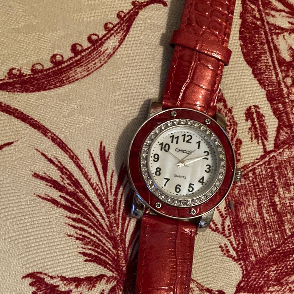 Chico's Red Croc-Embossed Watch